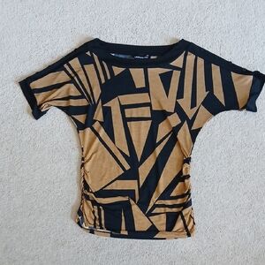 Laura Petites Geometric Black and Tan Top